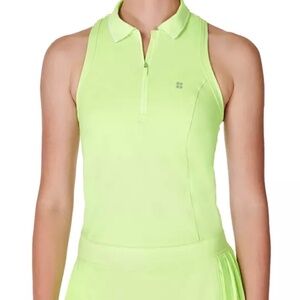Sweaty Betty Power Match Point Tennis Zippered Tank Top in Matcha Green